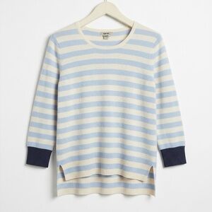 Tyler Boe 100% Cashmere Lavender Stripe Sweater Nautical Coastal Luxury Preppy